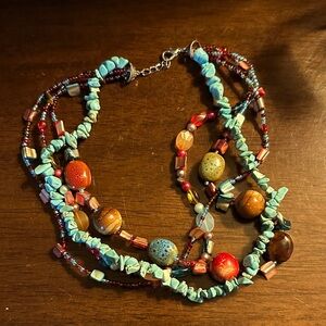 Turquoise & Multi Bead Layered Necklace